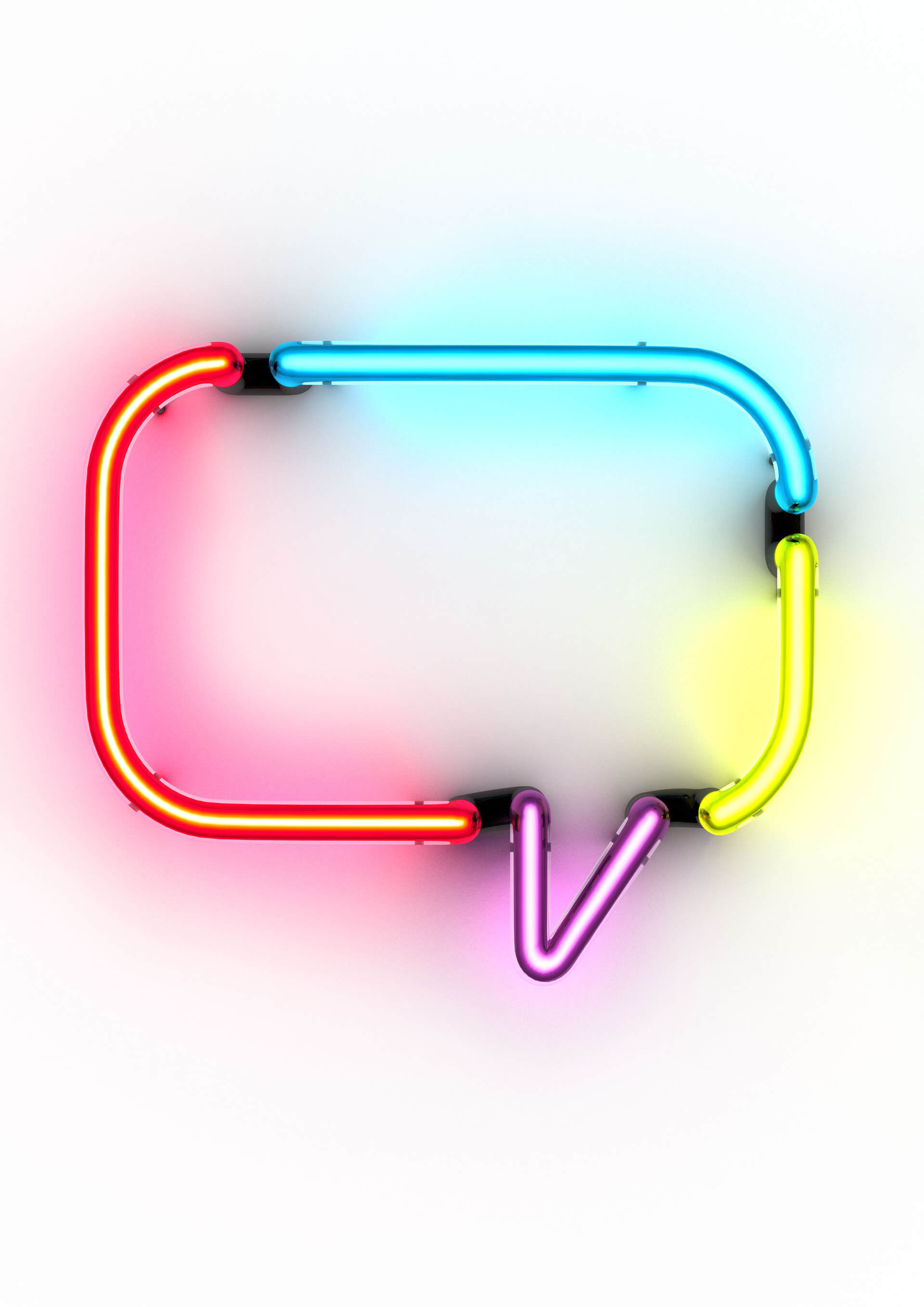 cg modelled speech bubble, created as a neon which was rendered in 3ds max and rendered using vray