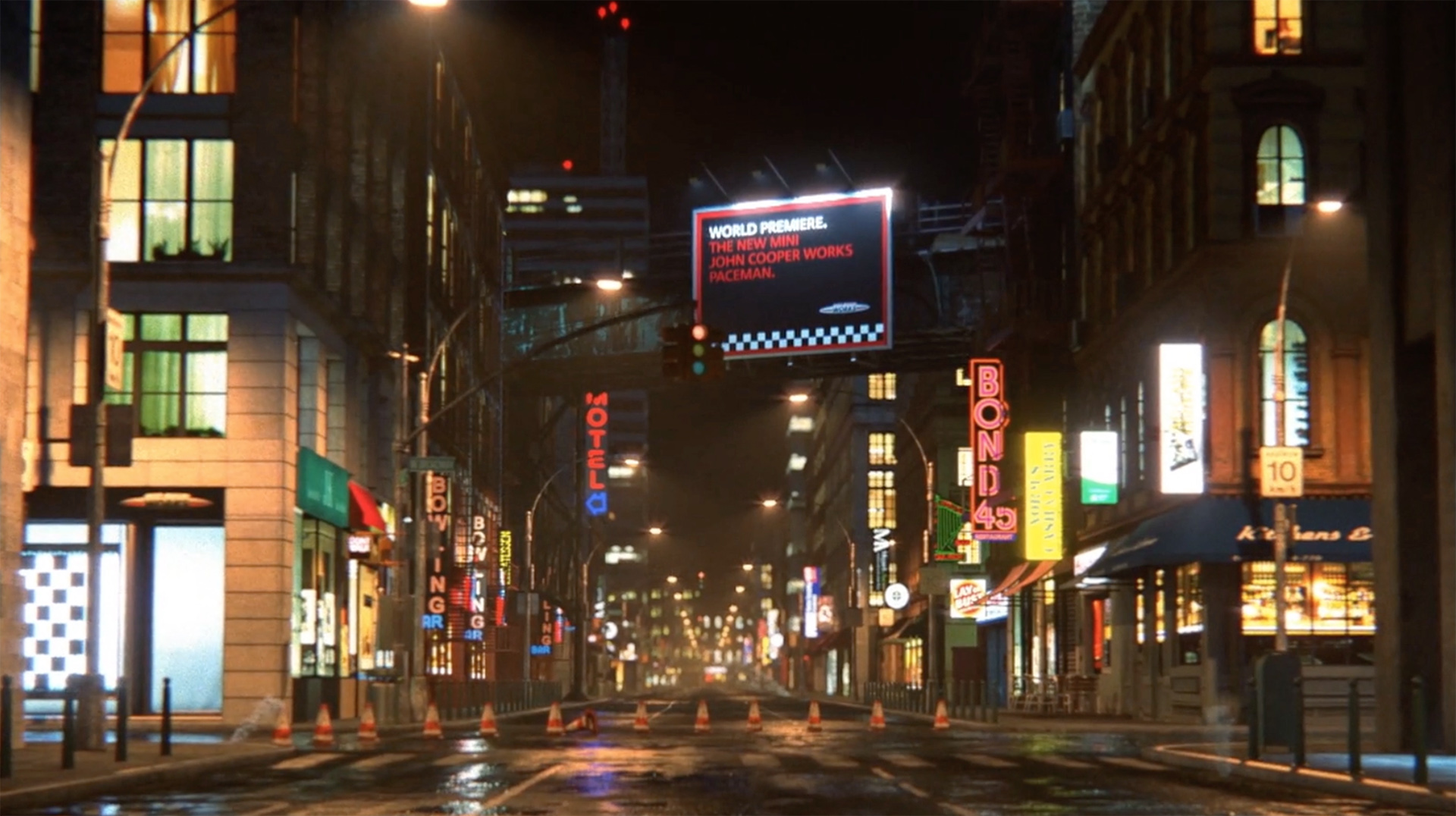 360 virtual animations showing cgi street scene at night