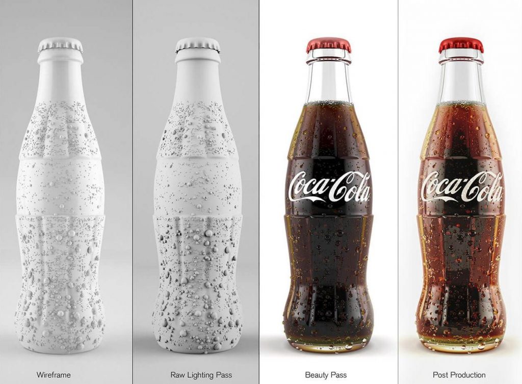 Coca-Cola Product Visualization showing stages of production